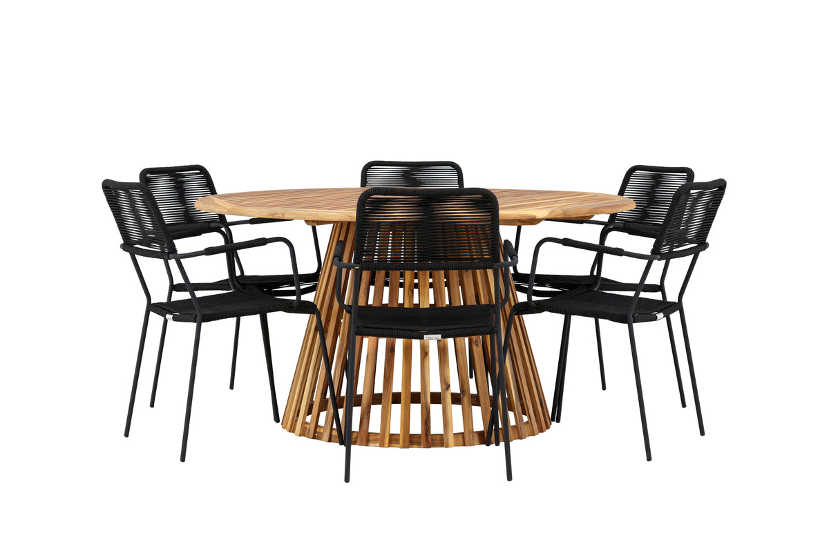 Dining Chairs 2-pack Black + Round Dining Table ø150 Nature