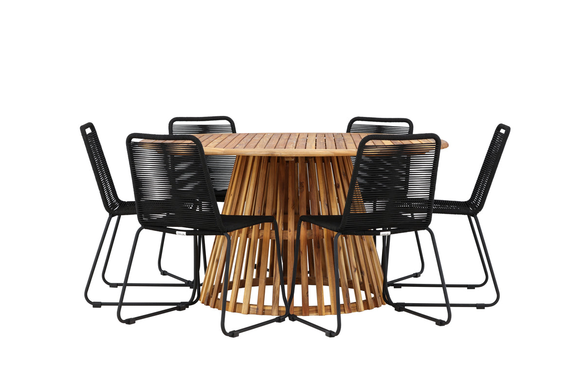 Dining Chairs 2-pack Black + Round Dining Table ø150 Nature