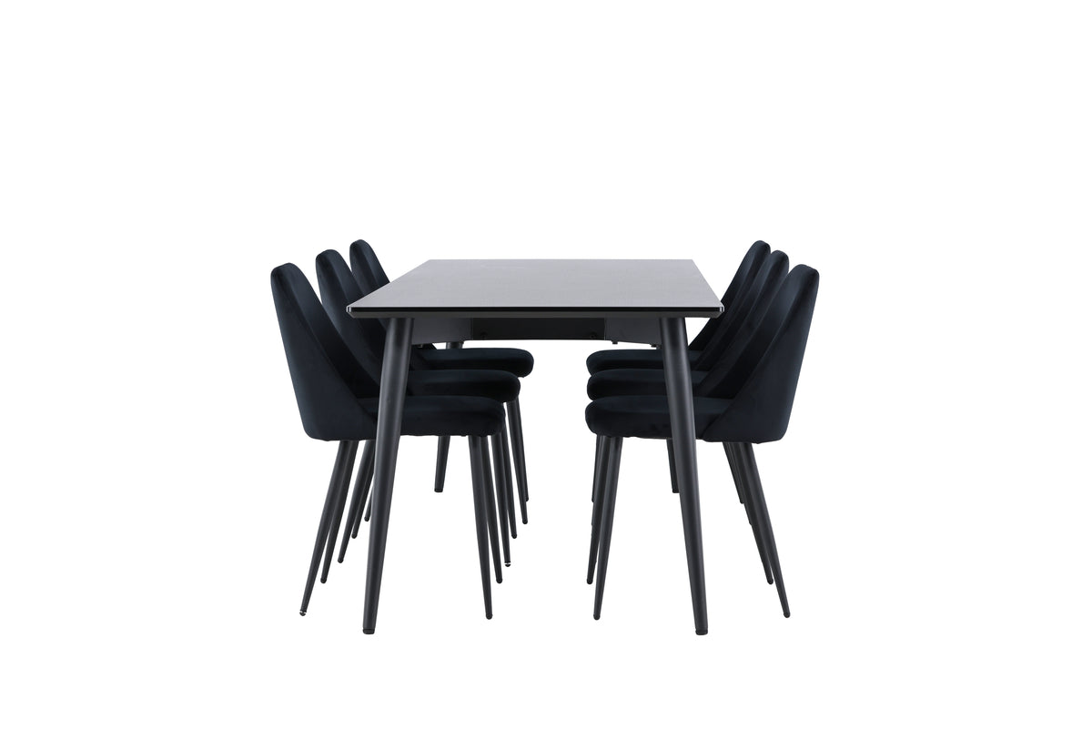Dining Chairs 2-pack Black + Rectangular Dining Table 85 x 230 Black