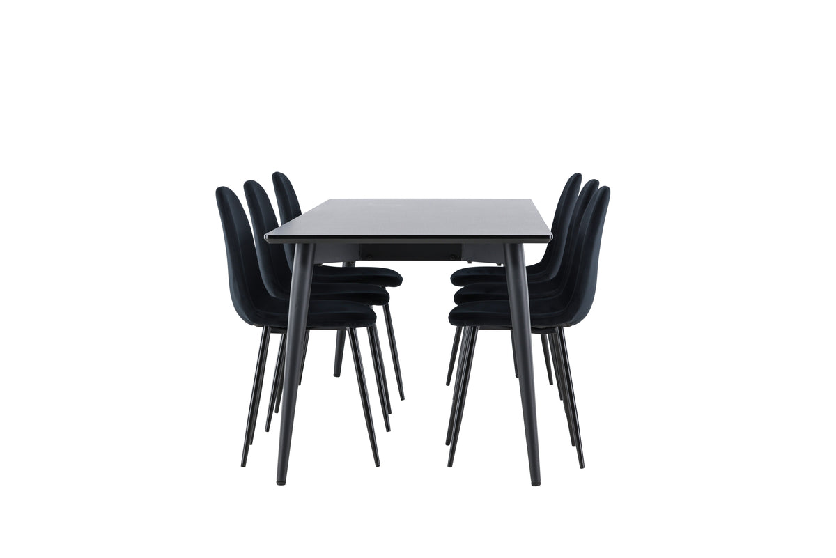 Dining Chairs 2-pack Black + Rectangular Dining Table 85 x 230 Black