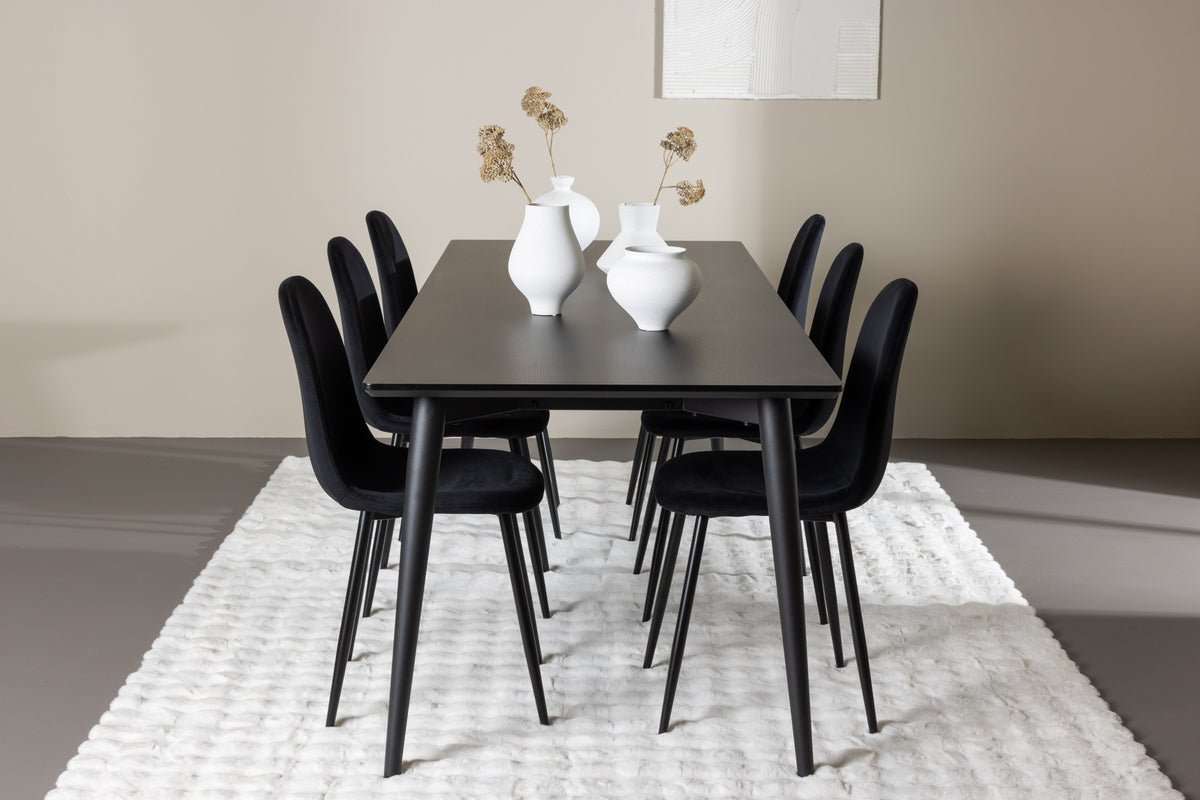 Dining Chairs 2-pack Black + Rectangular Dining Table 85 x 230 Black