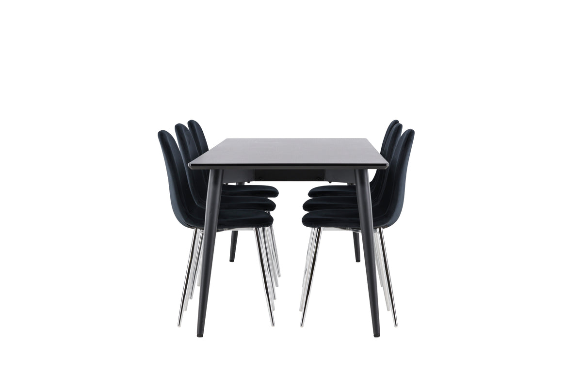 Dining Chairs 2-pack Black + Rectangular Dining Table 85 x 230 Black