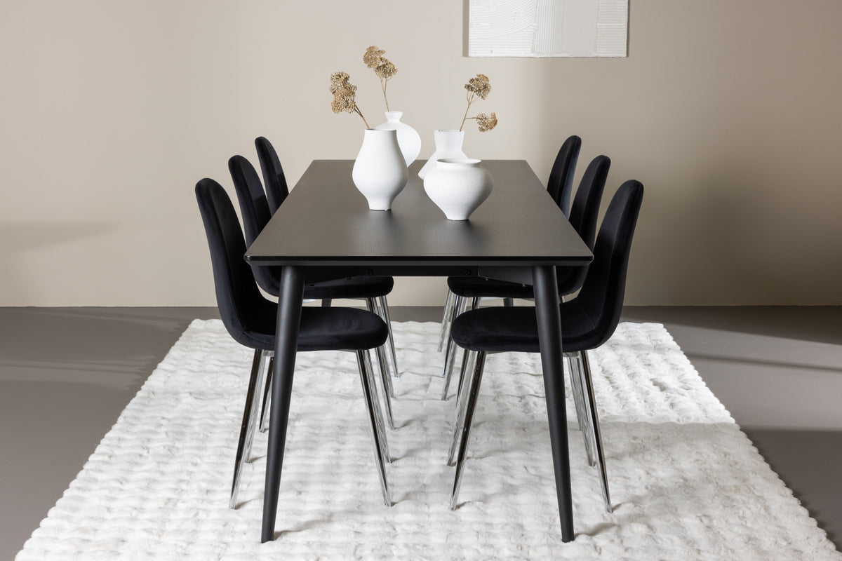 Dining Chairs 2-pack Black + Rectangular Dining Table 85 x 230 Black