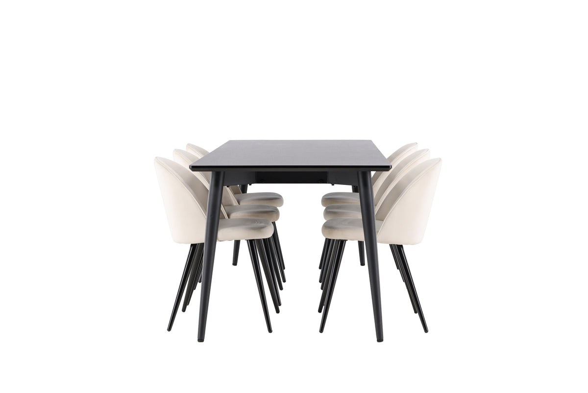 Dining Chairs 2-pack Beige + Rectangular Dining Table 85 x 230 Black