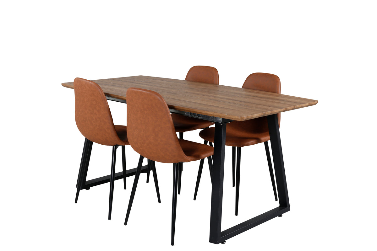 Matstolar 2-pack Brun + Rektangulära Matbord 75 x 160 x 85 Valnöt - Flextools Est. 2010 | Sweden