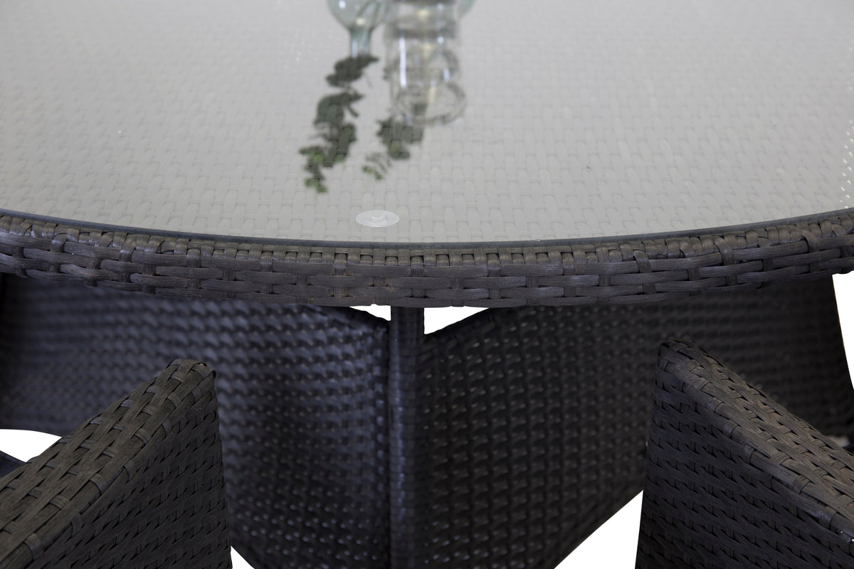 Round Dining Table ø150 Black + Dining Chairs 2-pack Black