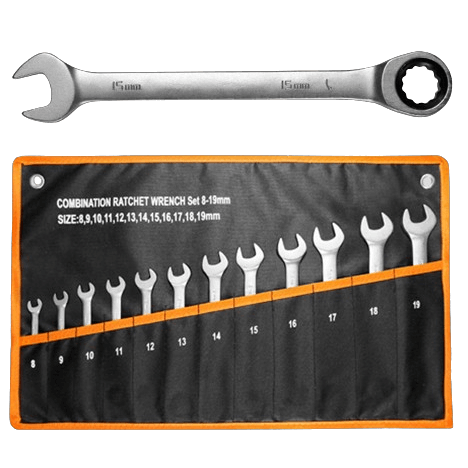 Combi Ring ratchet wrench set 8-19mm 12pcs
