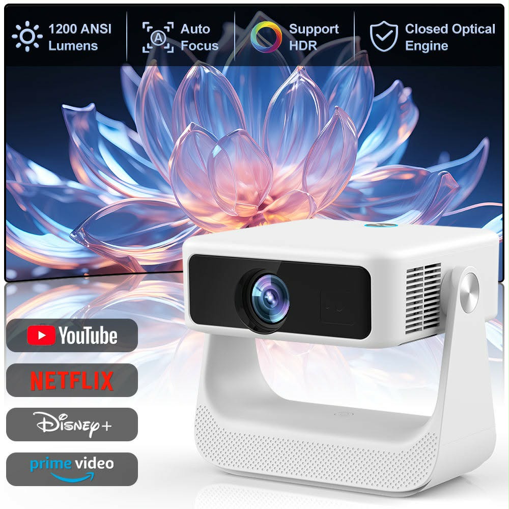D2 Smart Projektor med Google TV – Full HD, Autofokus & 4K-stöd