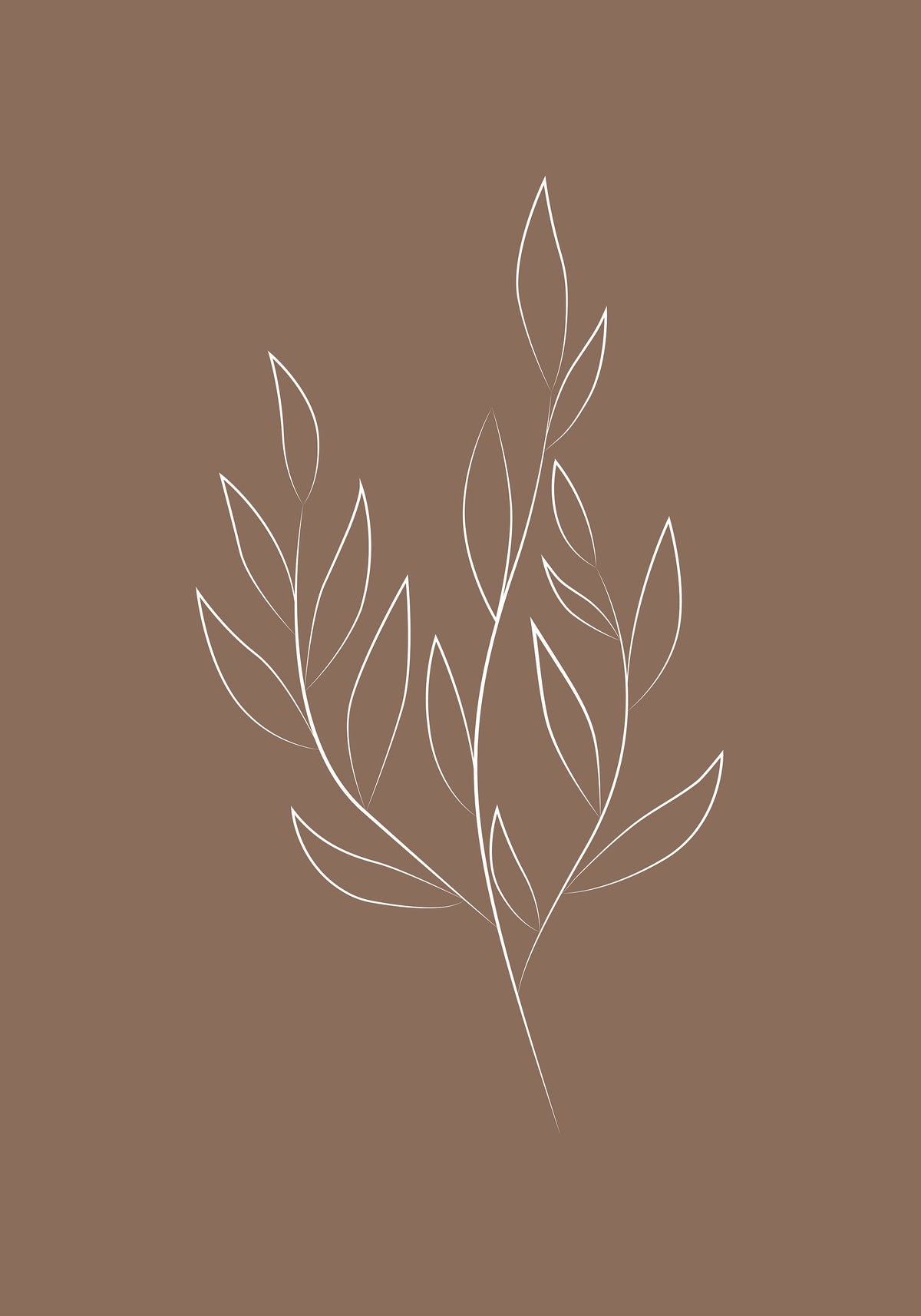 Drawed leaf Poster Brown
