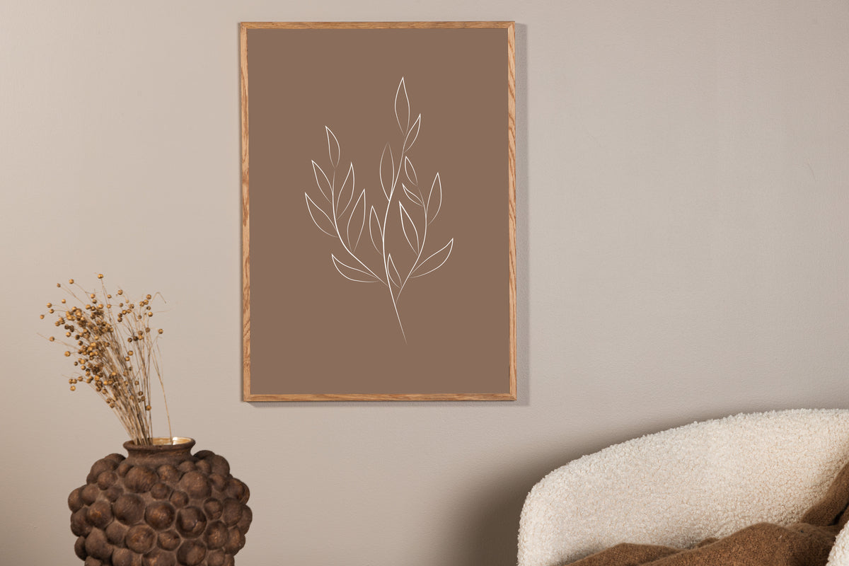 Drawed leaf Poster Brown