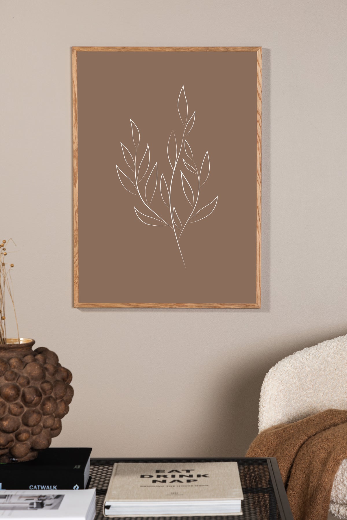 Drawed leaf Poster Brown