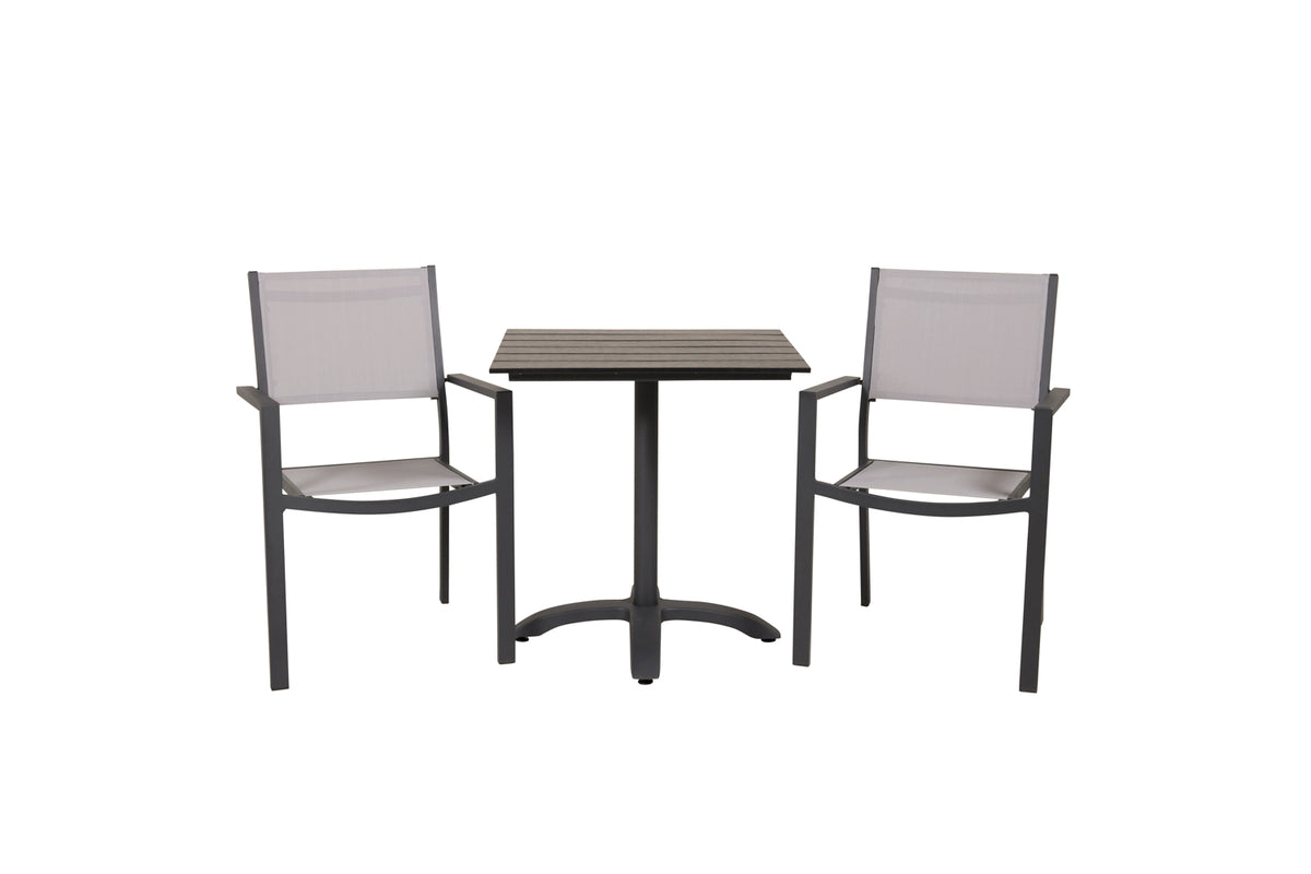 Cafebord 74 x 70 x 70 Svart + Matstolar