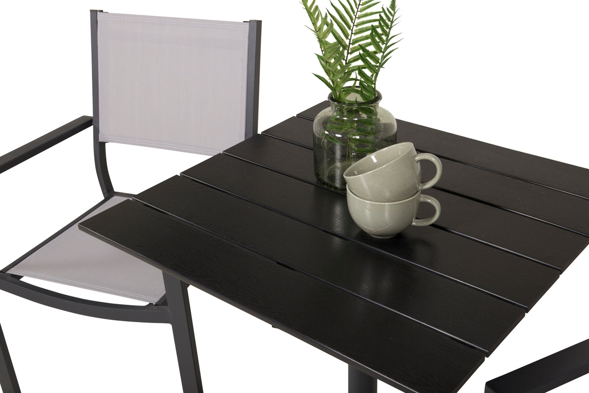 Cafebord 74 x 70 x 70 Svart + Matstolar