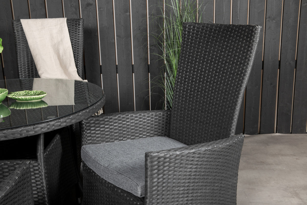 Reclinerstolar 2-pack Svart + Cafebord ø90 Svart