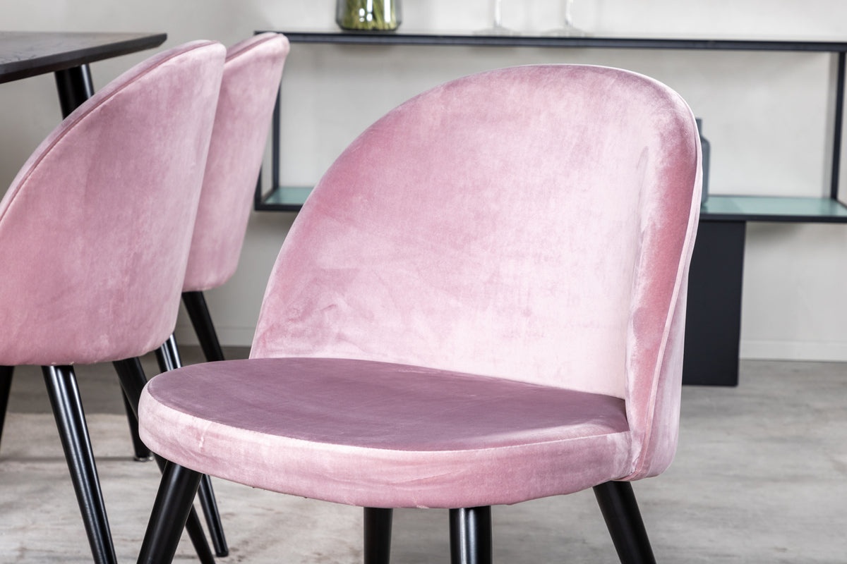 Rektangulära Matbord 180 x 75 x 90 Svart + Matstolar 2-pack Gammelrosa