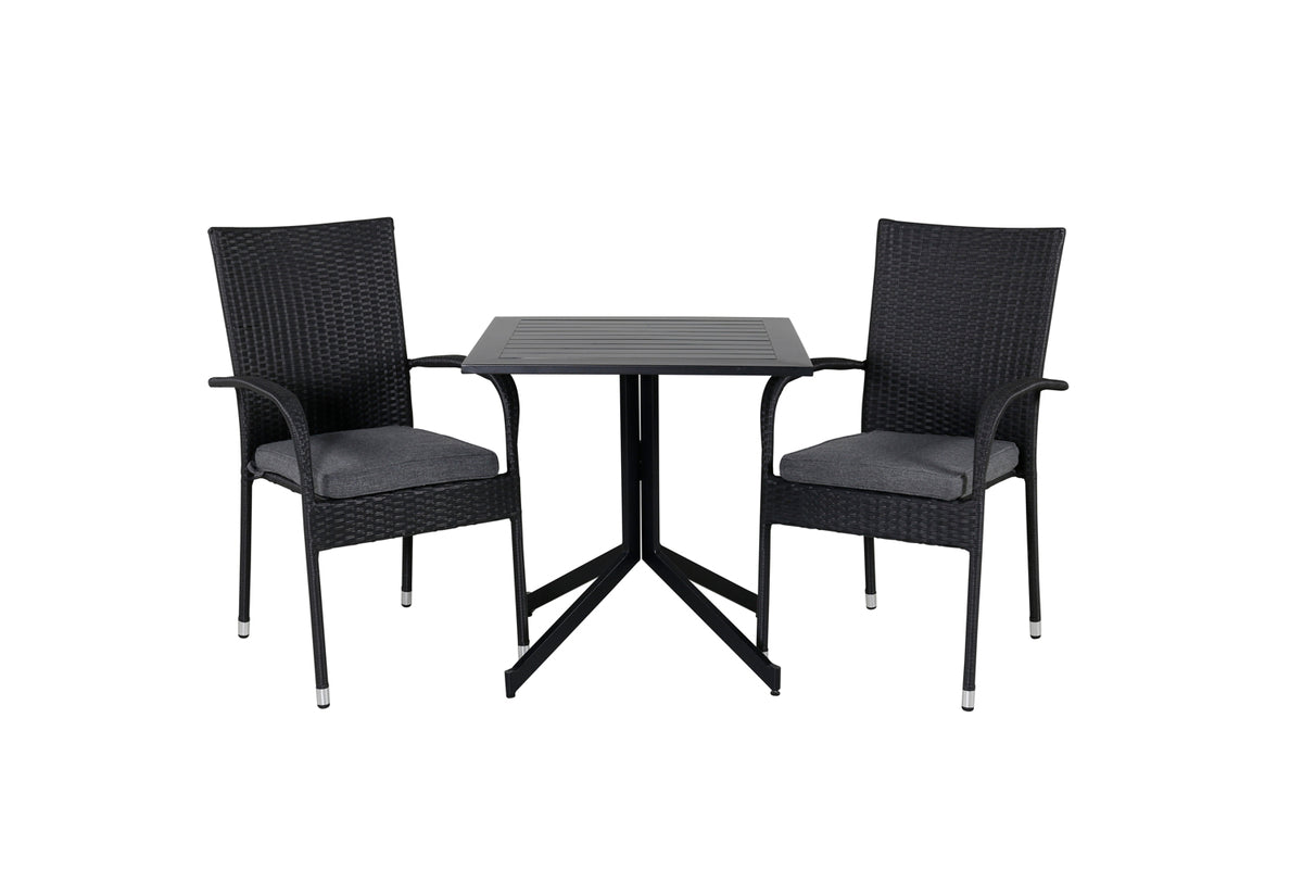 Cafebord 72 x 70 x 70 Svart + Matstolar 2-pack Svart