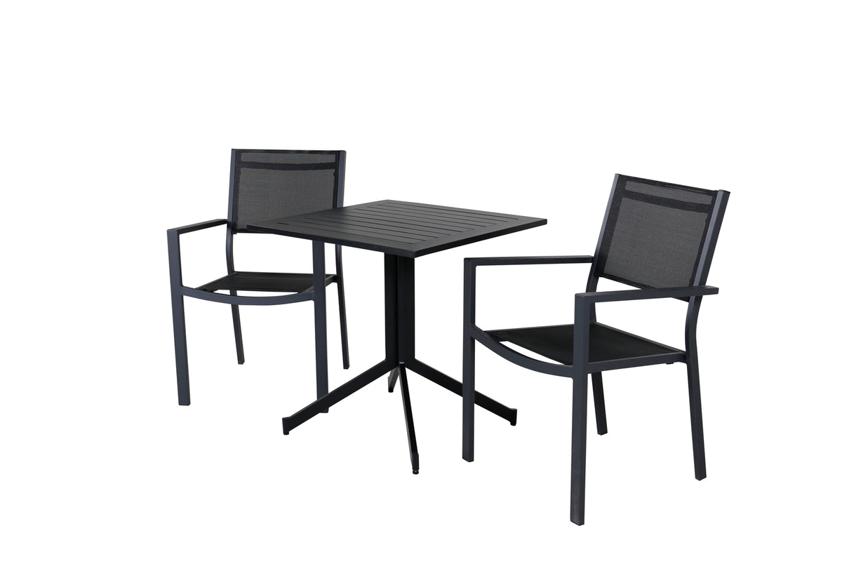 Cafebord 72 x 70 x 70 Svart + Matstolar Svart