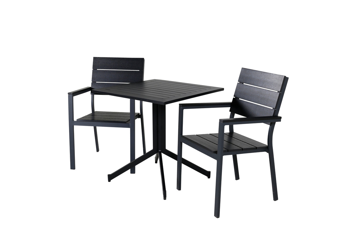 Cafebord 72 x 70 x 70 Svart + Matstolar 2-pack Svart