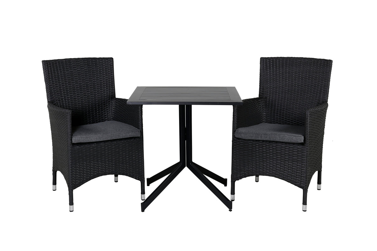 Cafebord 72 x 70 x 70 Svart + Matstolar 2-pack Svart