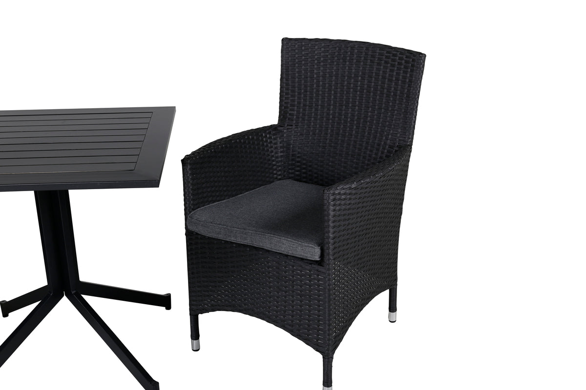 Cafebord 72 x 70 x 70 Svart + Matstolar 2-pack Svart