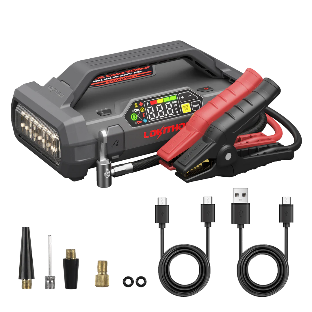 Lokithor JA302 PRO – Starthjälp 3000A med kompressor, powerbank och LED-lampa
