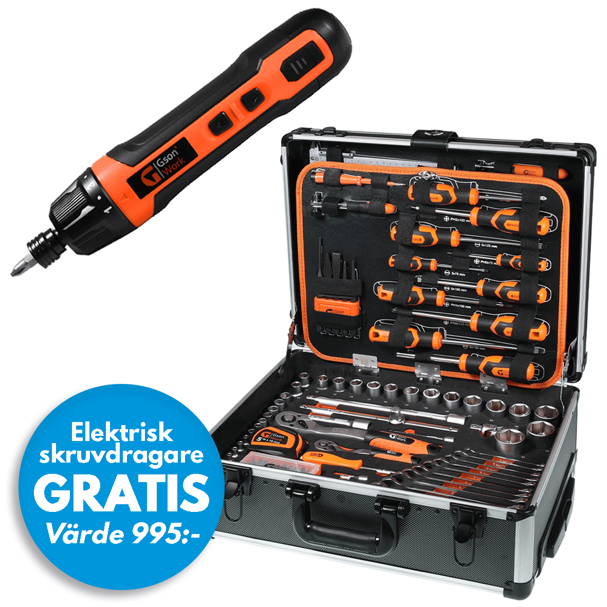 Portabel Verktygsväska inkl. Elektrisk skruvdragare på köpet