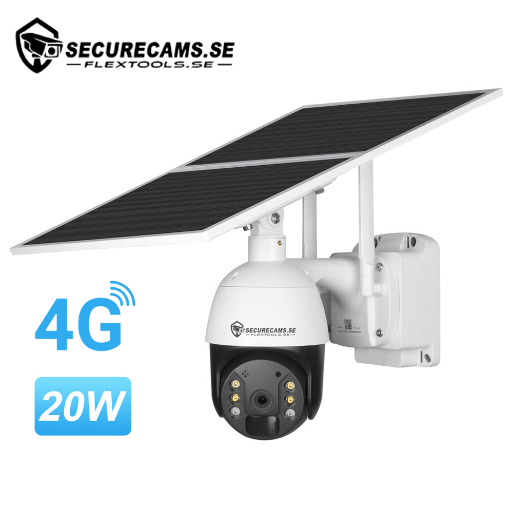 Övervakningskamera - Soldriven 20W, 3MP, 4G