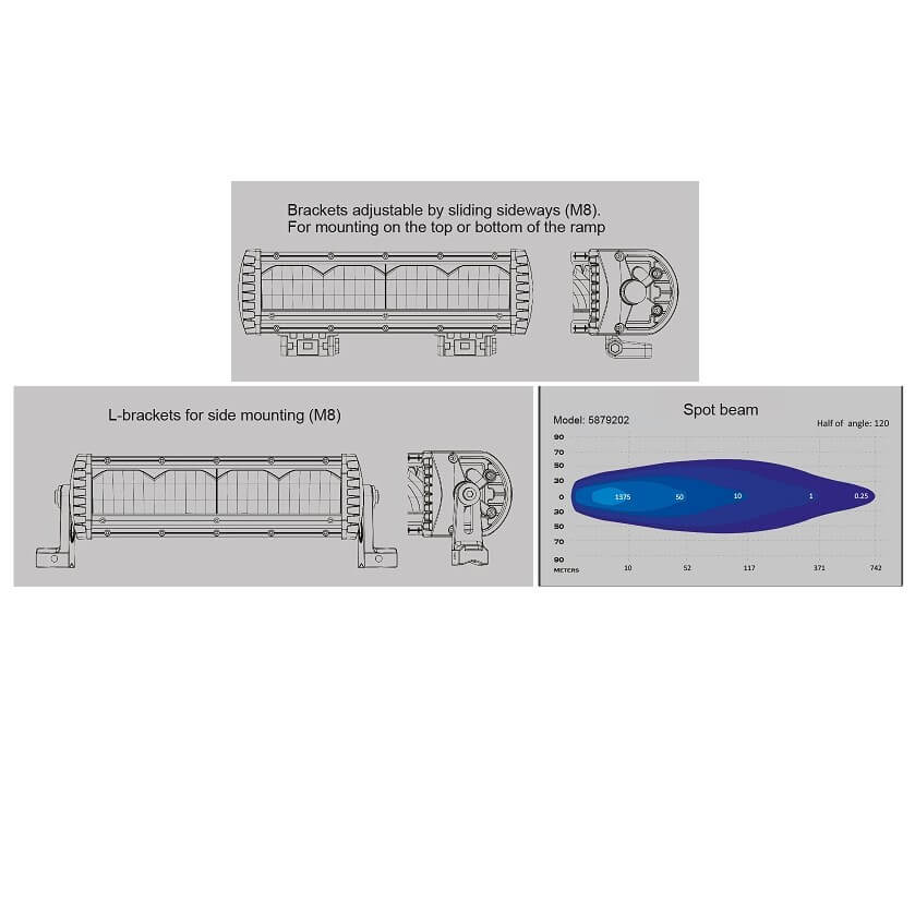 Flextra Ljusramp LED Curved 120W(15Wx8 Reflektorer) 560mm, 8600 Lumen