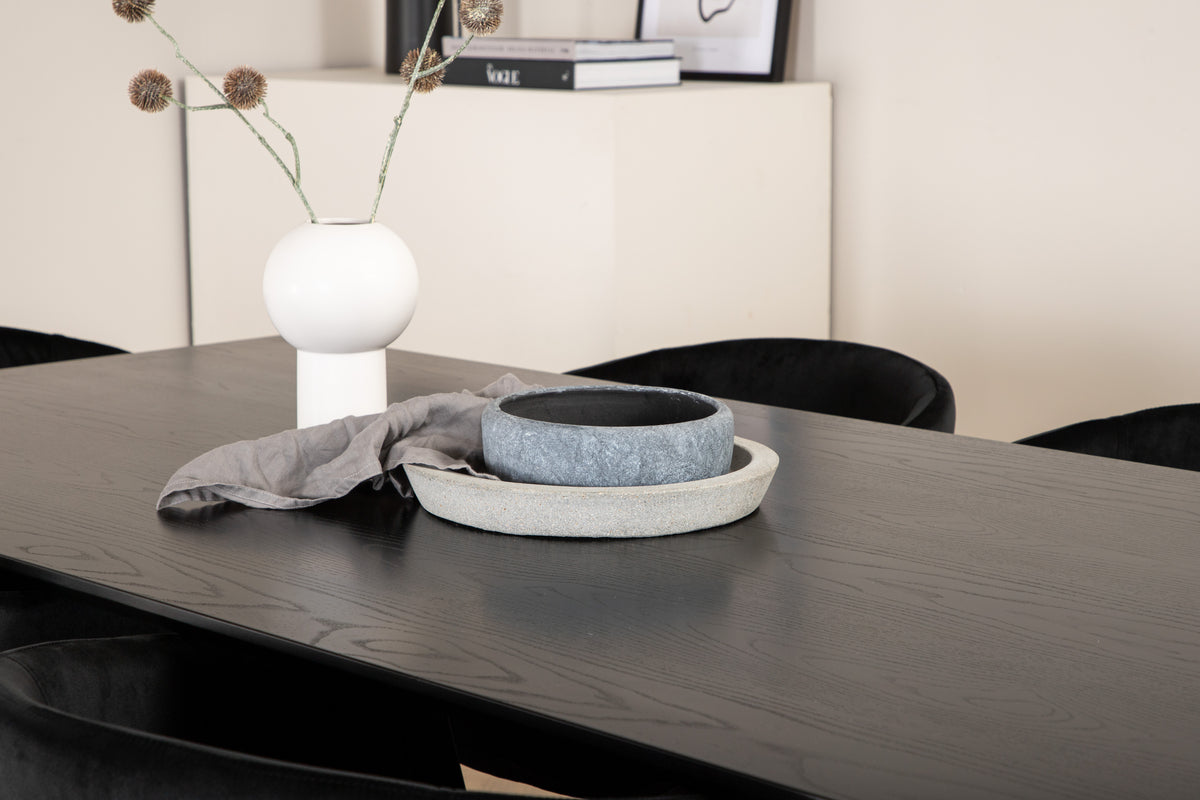 Matstolar Svart + Rektangulära Matbord 180 x 76 x 90 Svart