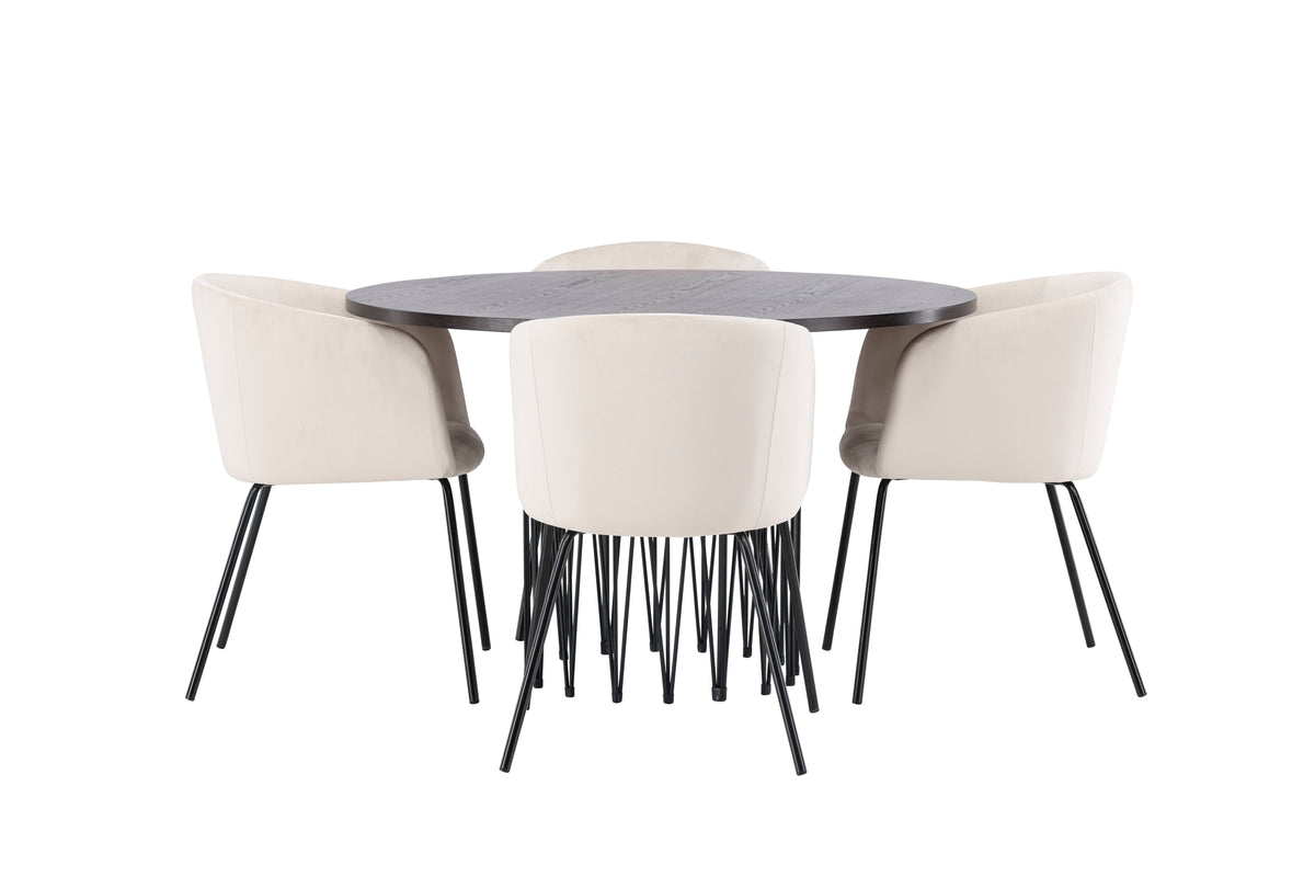 Matstolar Beige + Runda Matbord ø120 Mocka