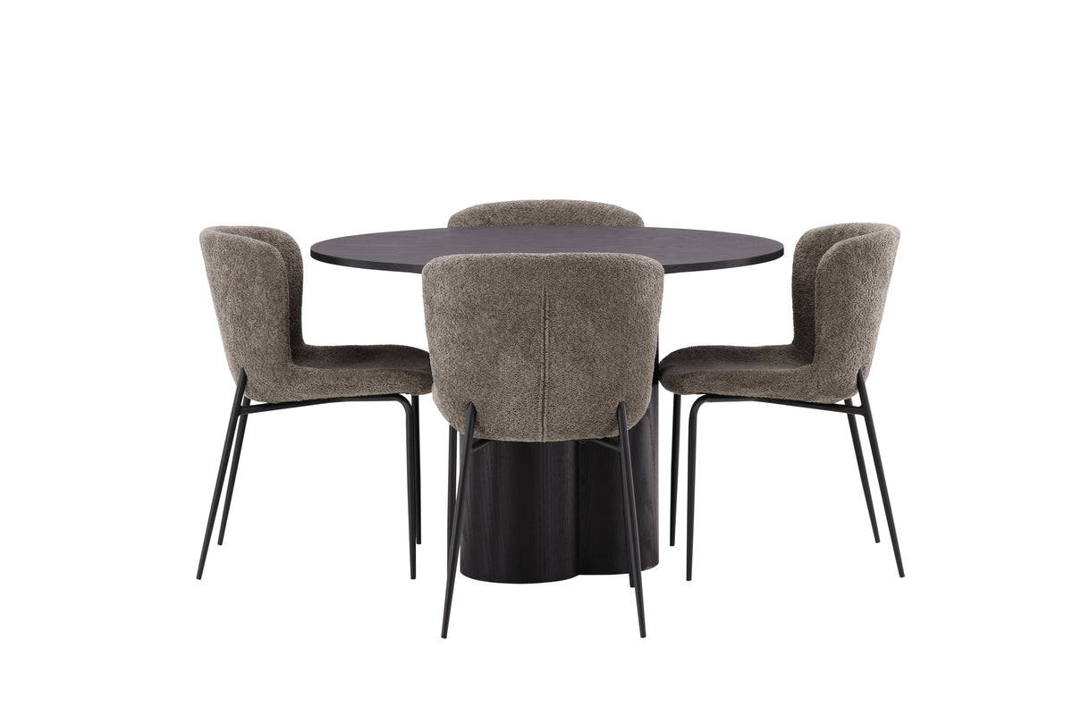 Dining Chairs 2-pack Dark Grey + Round Dining Table ø110 Black