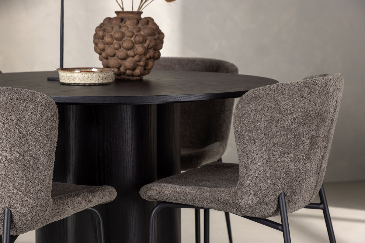 Dining Chairs 2-pack Dark Grey + Round Dining Table ø110 Black