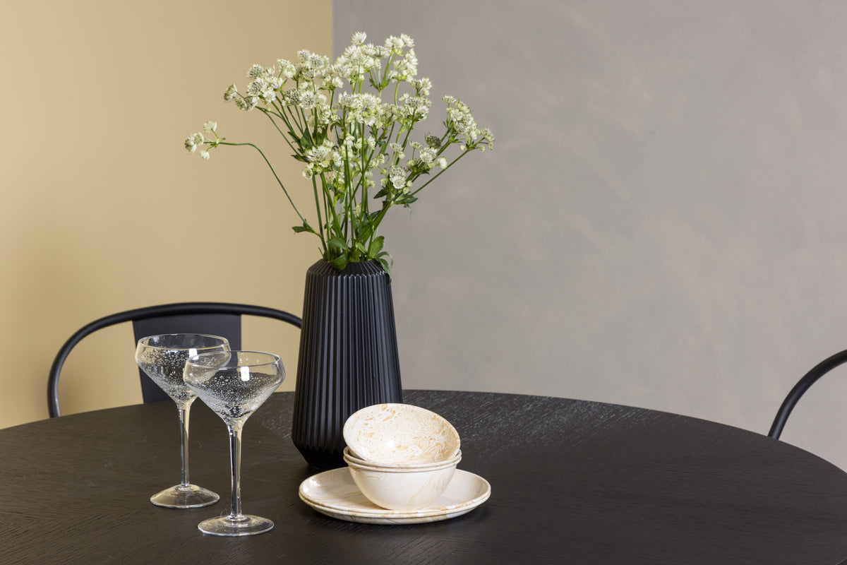 Matstolar 4-pack Svart + Runda Matbord ø115 Svart