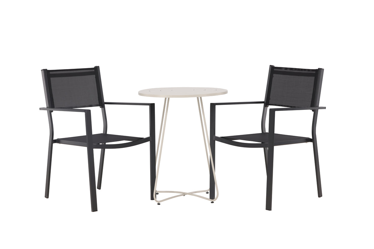 Matstolar 2-pack Svart + Cafebord Ø60 Beige