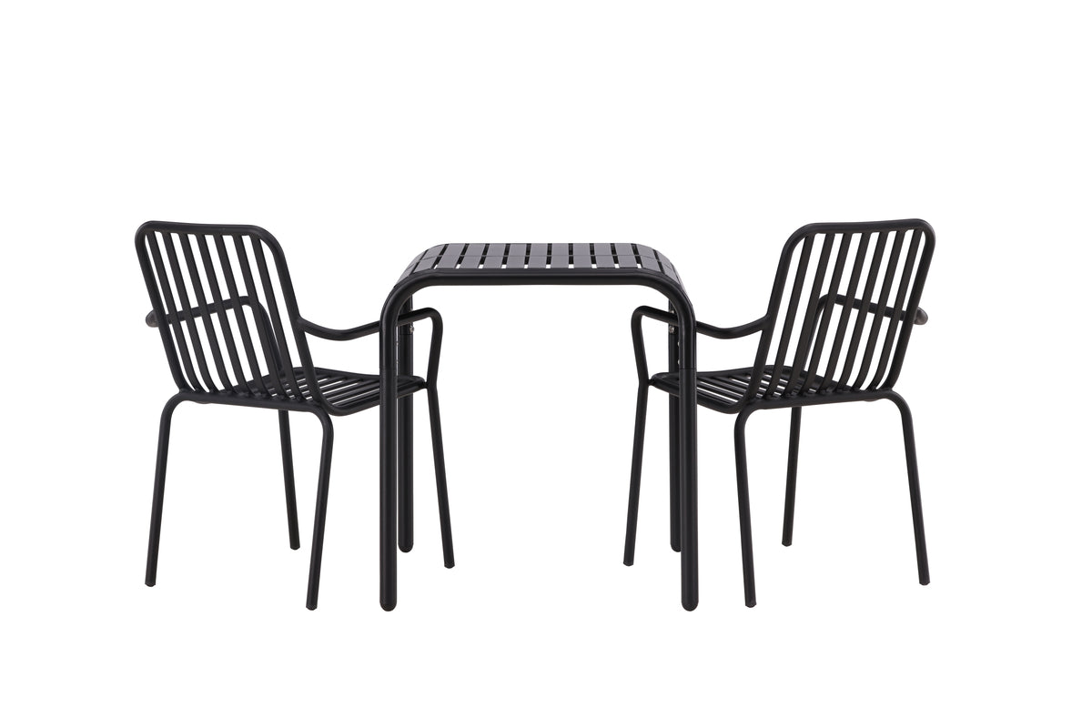 Cafebord 70 x 70 Svart + Matstolar 2-pack Svart