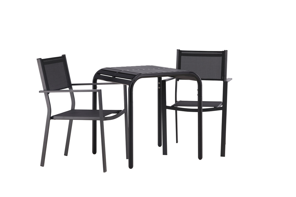 Matstolar 2-pack Svart + Cafebord 70 x 70 Svart