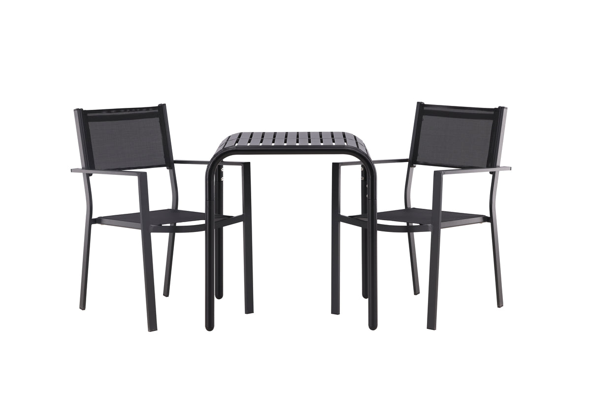 Matstolar 2-pack Svart + Cafebord 70 x 70 Svart