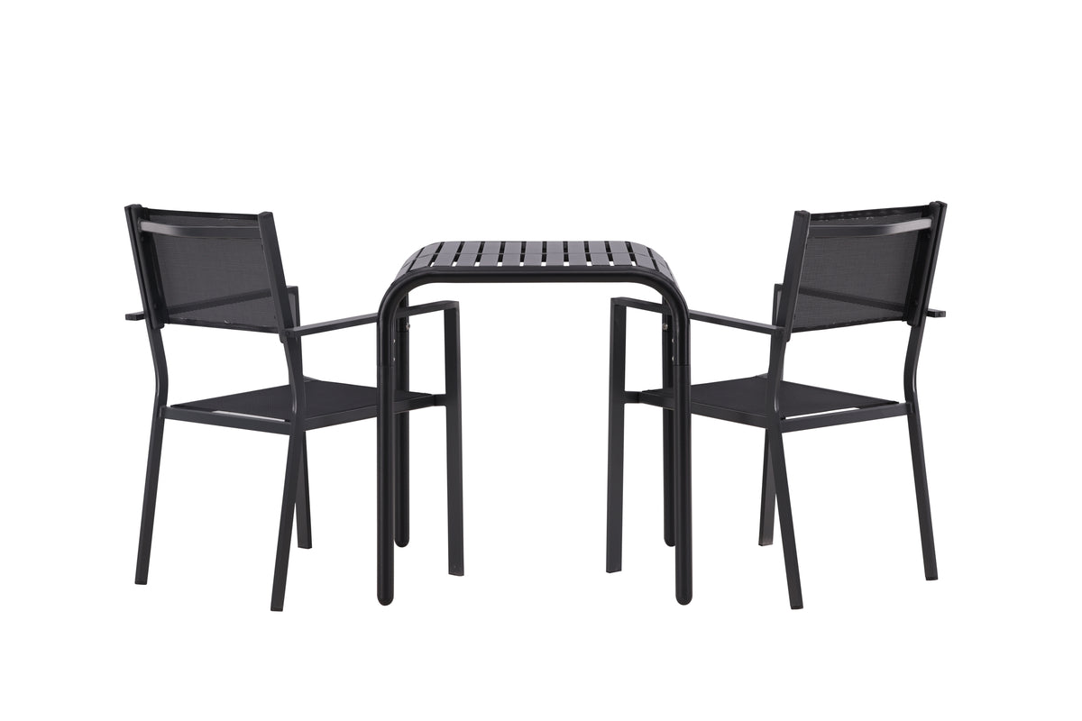 Matstolar 2-pack Svart + Cafebord 70 x 70 Svart