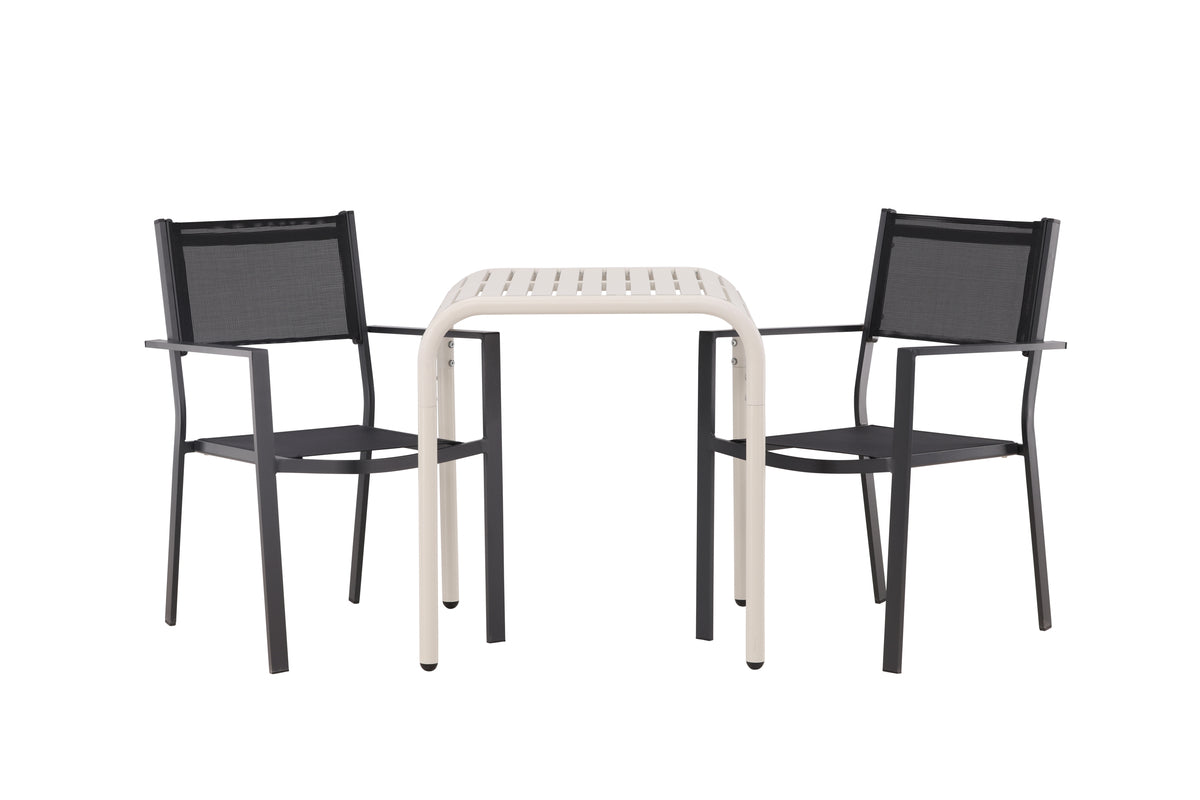 Matstolar 2-pack Svart + Cafebord 70 x 70 Beige