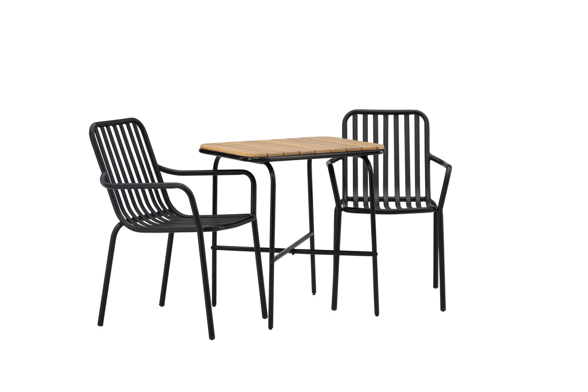 Cafebord 74 x 70 x 88 Natur + Matstolar 2-pack Svart