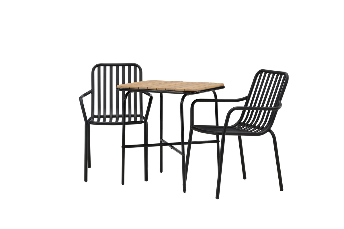 Cafebord 74 x 70 x 88 Natur + Matstolar 2-pack Svart