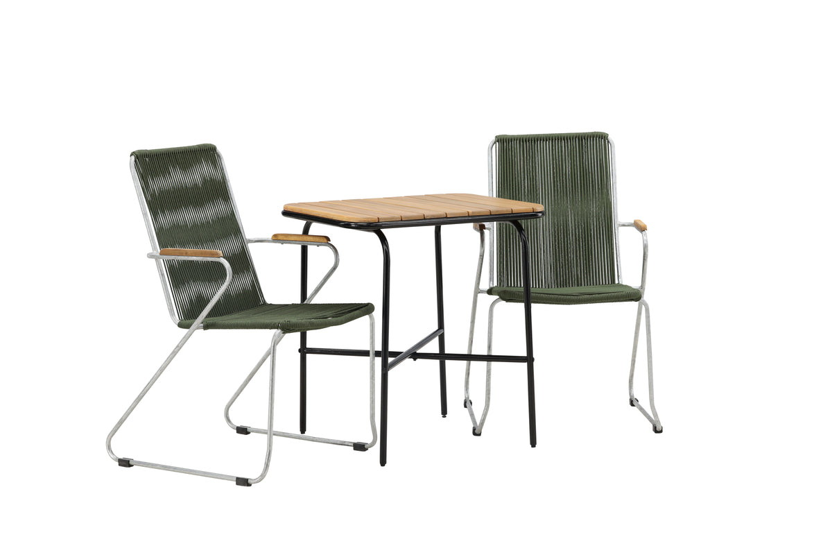 Cafebord 74 x 70 x 88 Natur + Matstolar 2-pack Grön