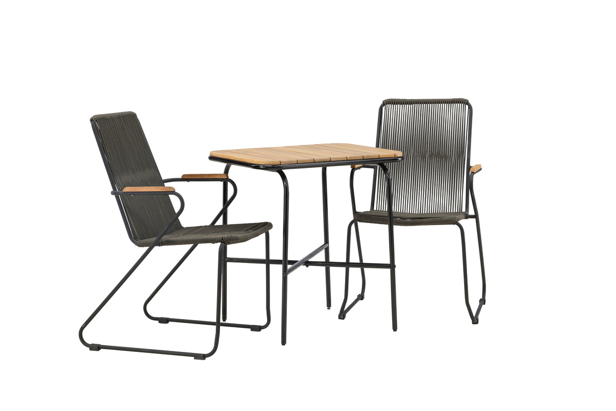 Cafebord 74 x 70 x 88 Natur + Matstolar 2-pack Mörkgrå