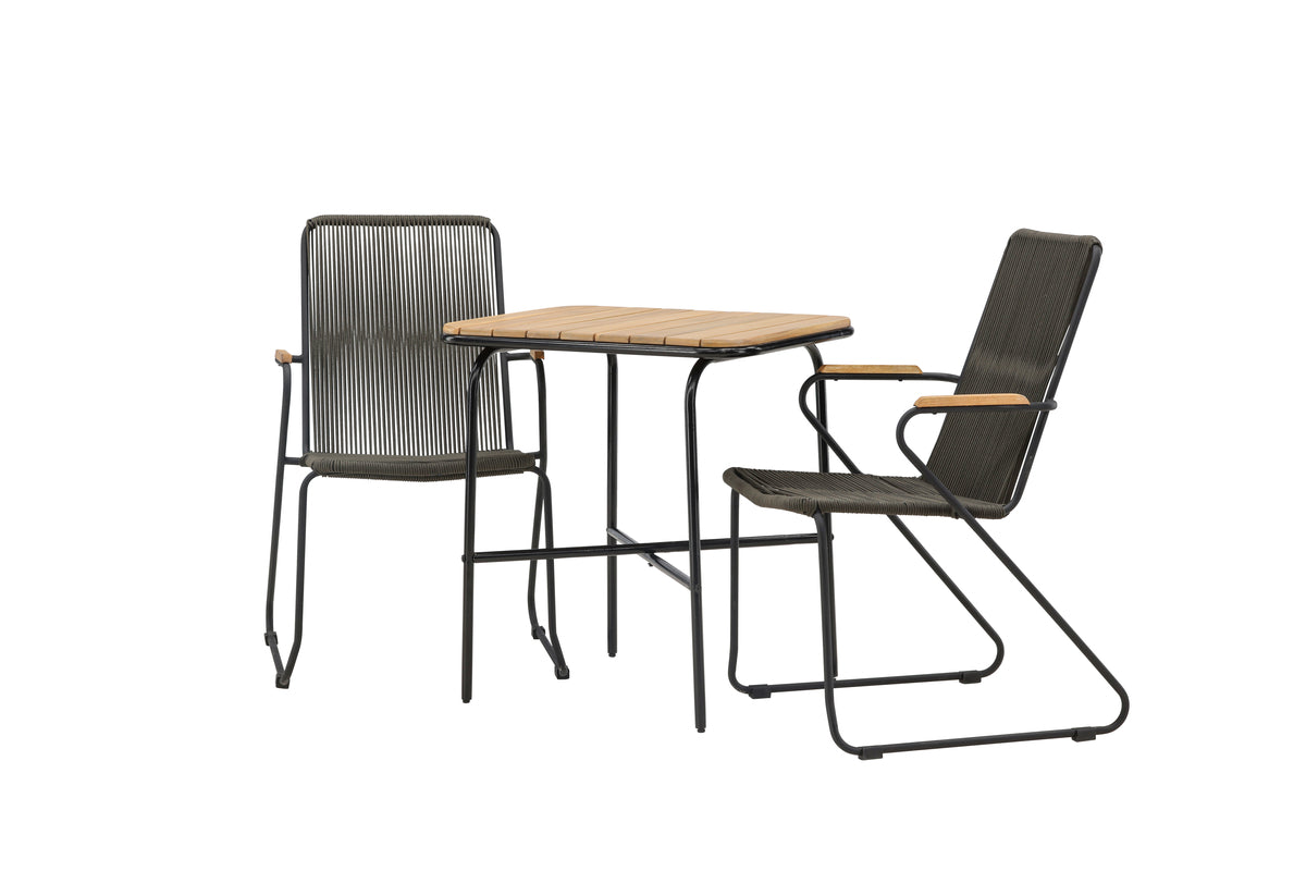 Cafebord 74 x 70 x 88 Natur + Matstolar 2-pack Mörkgrå