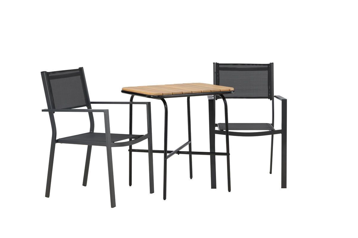 Matstolar 2-pack Svart + Cafebord 74 x 70 x 88 Natur