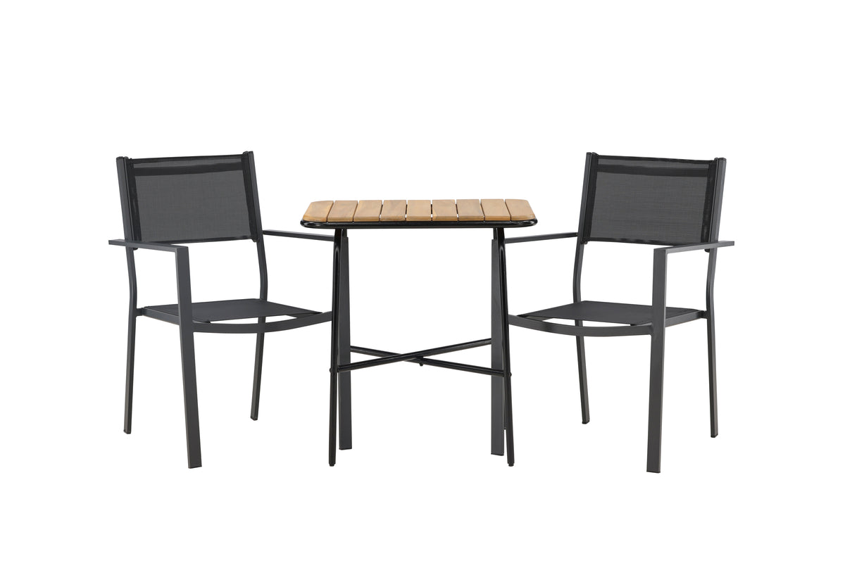 Matstolar 2-pack Svart + Cafebord 74 x 70 x 88 Natur