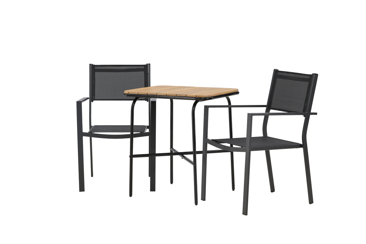 Matstolar 2-pack Svart + Cafebord 74 x 70 x 88 Natur