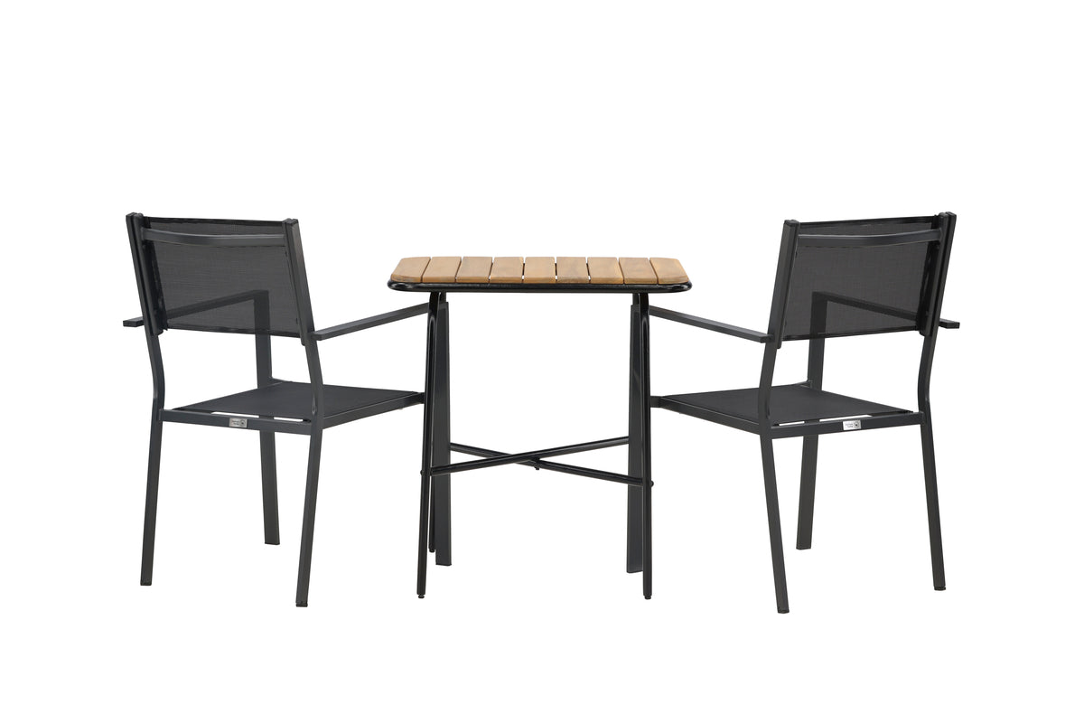 Matstolar 2-pack Svart + Cafebord 74 x 70 x 88 Natur