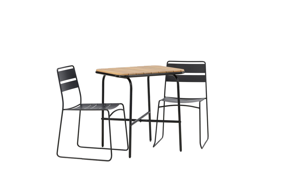 Matstolar 2-pack Svart + Cafebord 74 x 70 x 88 Natur