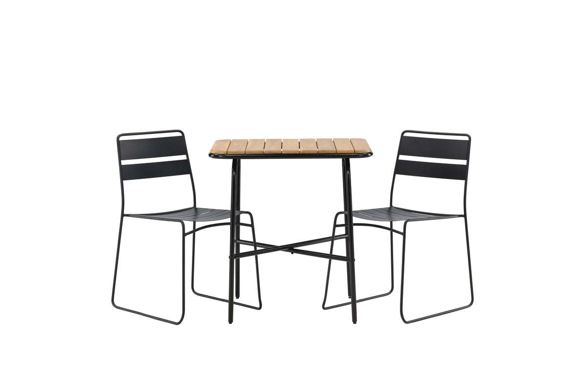 Matstolar 2-pack Svart + Cafebord 74 x 70 x 88 Natur